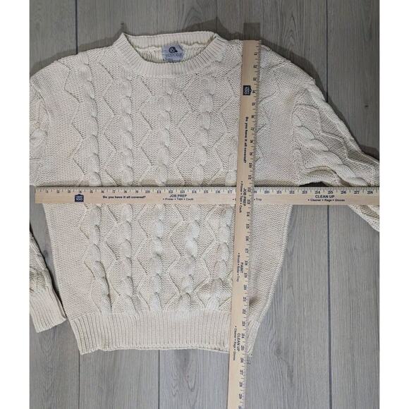 VTG Jarrod's Cable Knit Mens Sweater Cream Size L Fisherman, Old man - Picture 4 of 5